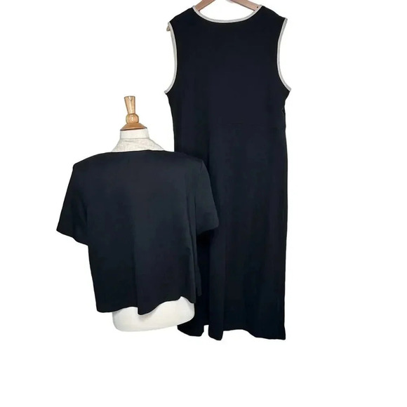 Sweet Jessie 2 piece black/tan maxi dress + short sleeve jacket turtle shells 2X - Picture 3 of 9